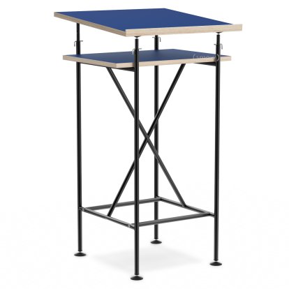 Stehpult Milla, 50cm, schwarz, Linoleum mitternachtsblau (Forbo 4181) mit Eichekante