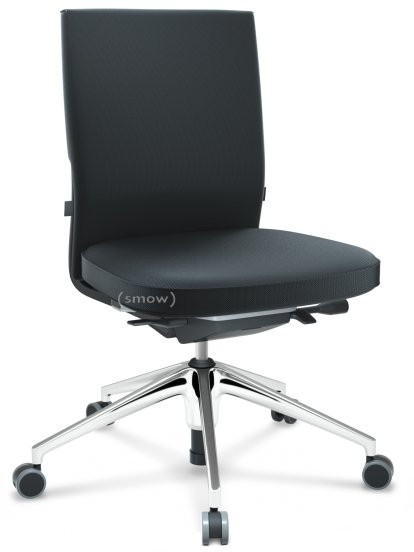 ID Soft, FlowMotion-ohne Vorwärtsneigung, ohne Sitztiefenverstellung, Ohne Armlehnen, 5-Stern Untergestell, Aluminium poliert, Basic dark, Sitz und Rücken Silk Mesh, Nero, Weich für harte Böden