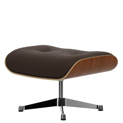 Lounge Chair Ottoman, Nussbaum natur, Leder Premium F kastanie, Aluminium poliert