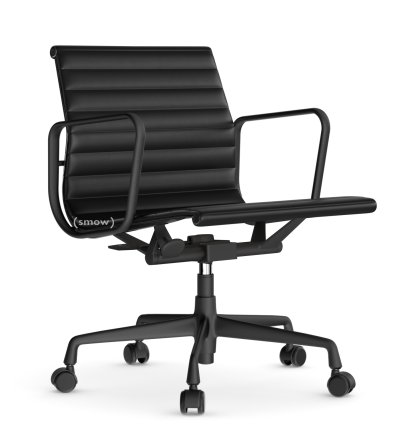 Aluminium Chair EA 117, Aluminium tiefschwarz pulverbeschichtet, Leder (Standard), Nero