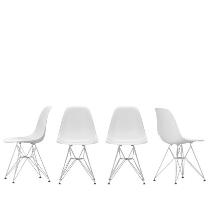 Eames Plastic Sidechair DSR 4er Aktionsset, Cotton white RE, verchromt