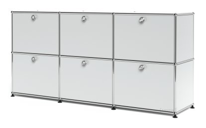 USM Haller Sideboard 50, individualisierbar, USM mattsilber, Mit 3 Klappen, Mit 3 Klappen