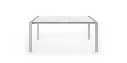 Sushi Esstisch, Laminat weiß, L 100-170 x B 100 cm, Aluminium eloxiert
