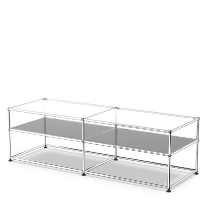 USM Haller Beistelltisch Typ I, Glas, Mittelgrau RAL 7005