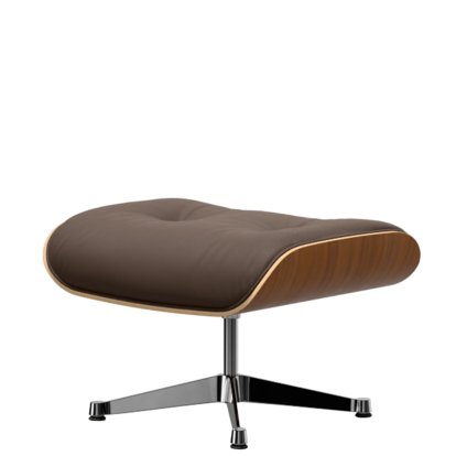 Eames Lounge Chair Ottoman, Nussbaum natur, Leder Premium F kastanie, Aluminium poliert