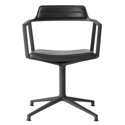 Swivel 452 Drehstuhl, Schwarz pulverbeschichtet, Standfuß, Leder schwarz