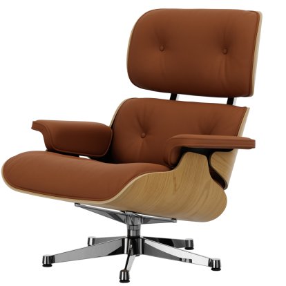 Lounge Chair, Kastanie natur, Leder Premium F cognac, 89 cm, Aluminium poliert