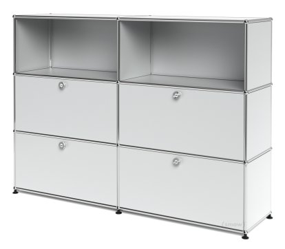 USM Haller Highboard L mit 4 Klappen, USM mattsilber