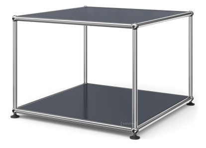 USM Haller Beistelltisch 50, Oben und unten Metall, Anthrazitgrau RAL 7016