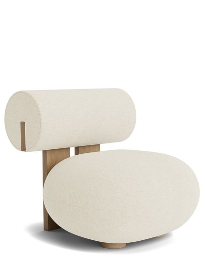 Hippo Lounge Chair, Wolle Bouclé off-white, Eiche natur