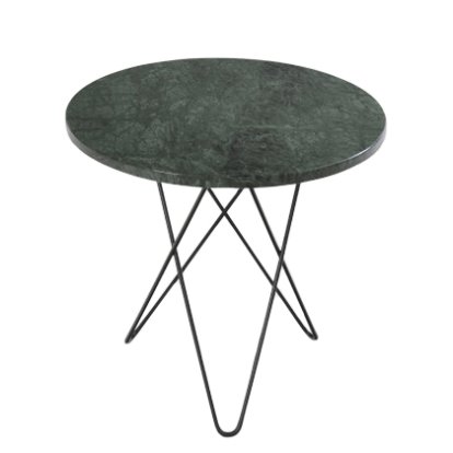 Tall Mini O Table, Grün Indio, Stahl, schwarz pulverbeschichtet