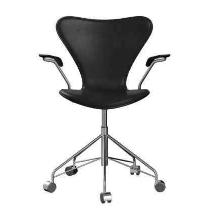 Serie 7 Drehstuhl 3117 / 3217 Frontpolsterung, Mit Armlehnen, Gefärbte Esche, Black, Black, Chrome