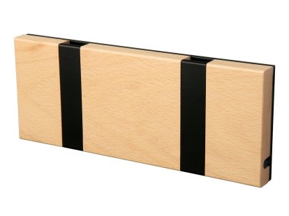 Knax, 2 Haken, schwarz, Buche klarlackiert