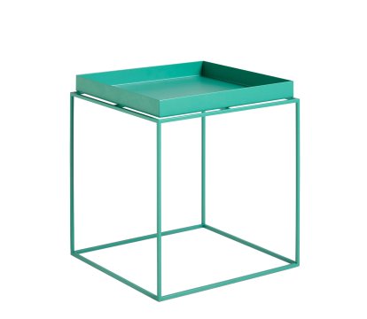 Tray Tables, H 40/44 x B 40 x T 40 cm, Peppermint green - High gloss