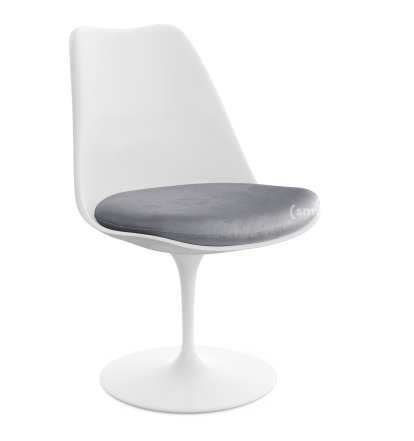 Saarinen Tulip Stuhl, drehbar, Sitzkissen, weiß, Silber (Eva 139)