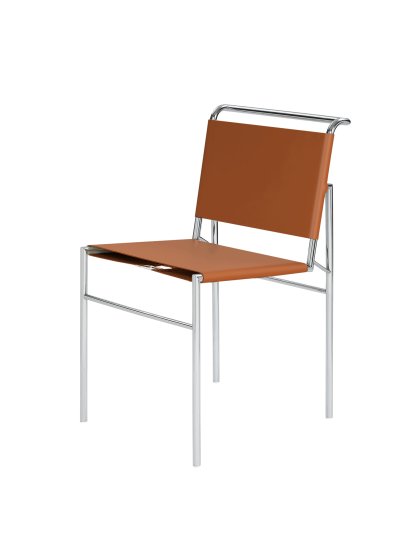 Roquebrune Chair, cognac, Verchromt