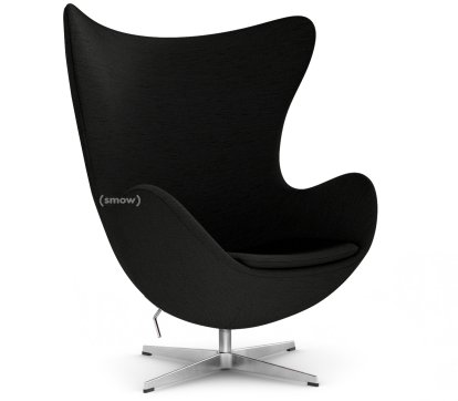 Egg Chair, Christianshavn, Christianshavn 1175 - Black Uni, Satingebürstetes Aluminium, Ohne Fußhocker