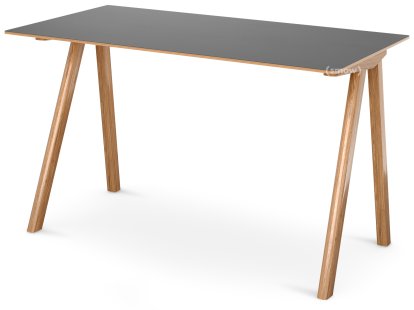 Copenhague Desk CPH90, Eiche lackiert, Linoleum grau