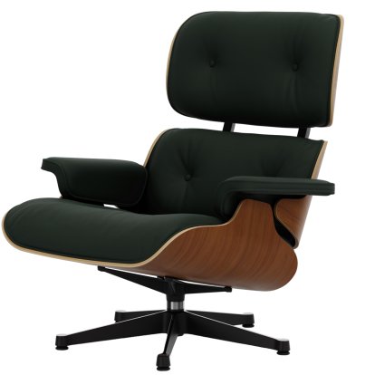 Lounge Chair, Nussbaum natur, Leder Premium F jade, 89 cm, Aluminium poliert, Seiten schwarz