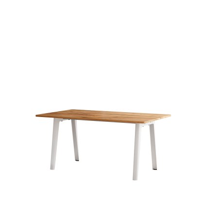 New Modern Esstisch rechteckig, Metall/Holz, 160 x 95 cm, Eiche recycled, Wolkenweiß