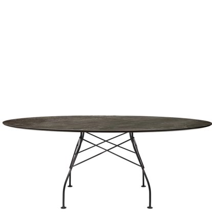 Glossy, Oval 192 x 118 cm, schwarz, Aged Bronze