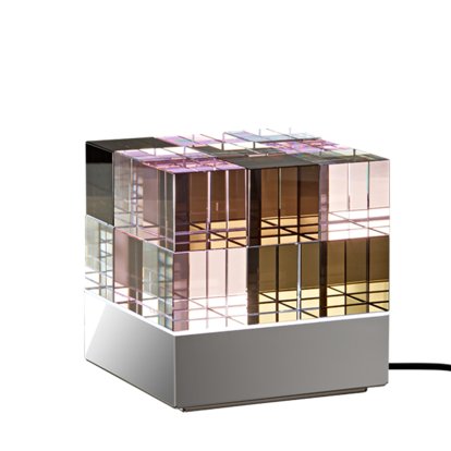 Cube Light Tischleuchte, Poliert, Rosa / schwarz, Ohne Funksteuerung