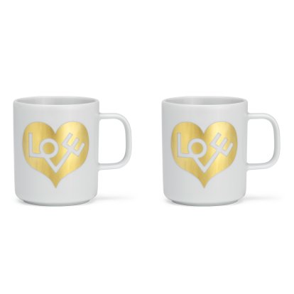 Girard Coffee Mugs, Love Heart, gold, 2er Set
