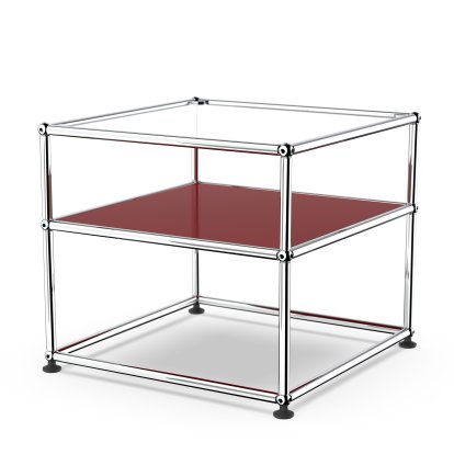 USM Haller Beistelltisch Typ II, Glas, USM rubinrot