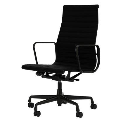 Aluminium Chair EA 119, Aluminium tiefschwarz pulverbeschichtet, Leder (Standard), Nero
