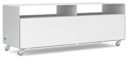 TV Lowboard R 109, Einfarbig, Signalweiß (RAL 9003), Transparentrollen
