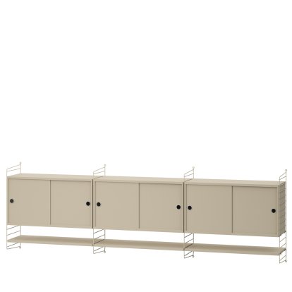 String System Wandregal mit 3 Hängeschränken, Beige, Beige