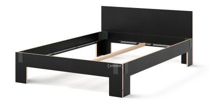 Tagedieb, 160 x 220 cm, Mit Kopfteil, FU (Sperrholz, Birke) schwarz, Anthrazitgrau, Ohne Lattenrost