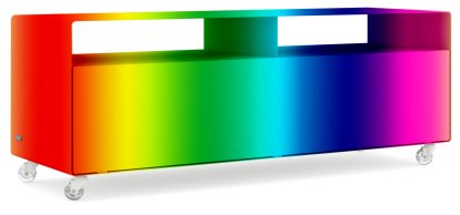 TV Lowboard R 109, Einfarbig, Wunschfarbe (RAL Metallic), Transparentrollen