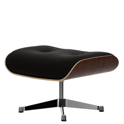 Lounge Chair Ottoman, Nussbaum dunkel, Leder Premium F chocolate, Aluminium poliert