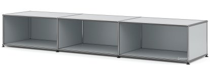 USM Haller Lowboard XL, individualisierbar, USM mattsilber, Offen, 50 cm