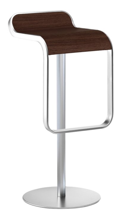 LEM Barhocker, 80 cm - fix, Eiche dunkel Nussbaum / matt verchromt
