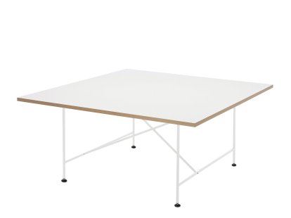 Eiermann 1 Konferenztisch, Melamin weiß mit Eichekante, Weiß, Mit Niveauausgleichssatz (H 74-76cm)