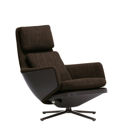 Grand Relax Loungesessel, Ohne Ottoman, Stoff Corsaro, pfeffer melange / Leder Forte, umbra grau, Basic dark, 41,5 cm