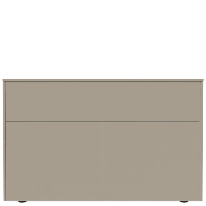 Aventa Sideboard mit Tür und Schubkasten, 120 cm, 3 Höhenraster, Melamin steingrau, Kunststoffgleiter