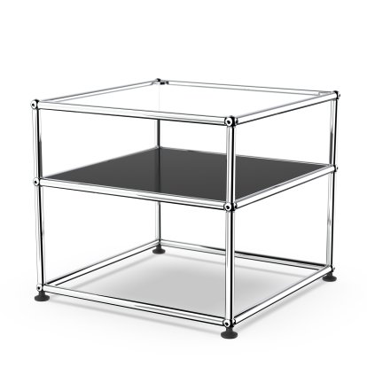 USM Haller Beistelltisch Typ II, Glas, Graphitschwarz RAL 9011
