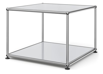 USM Haller Beistelltisch 50, Oben und unten Metall, Lichtgrau RAL 7035