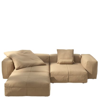 Vetsak Sofa Set 3, Leather - Beige, Mit Kissen