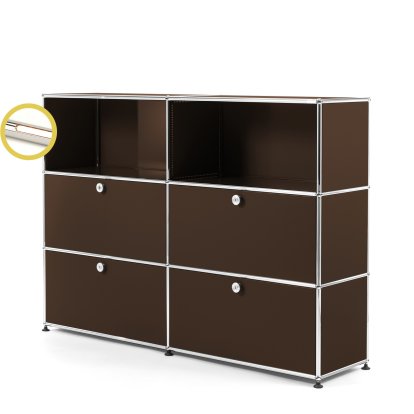 USM Haller E Highboard L mit Fachbeleuchtung, USM braun, Warmweiß