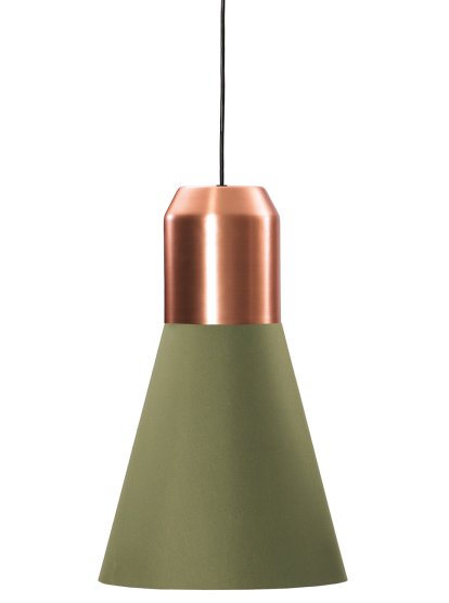 Bell Light Pendant Lamp, Kupfer, Stoff grün, H 35 x ø 32 cm