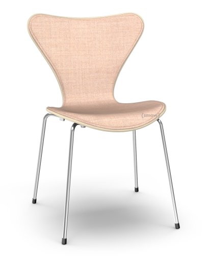 Serie 7 Stuhl 3107 mit Frontpolster, Holz klar lackiert, Buche natur, Remix 612 - Light pink/rosa, Chrome