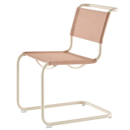 Details Thonet S 33 / S 34 V Stoff Freischwinger S 33 / S 34 V Stoff Freischwinger, ohne Armlehnen, Perlweiß matt pulverbeschichtet, Stoff Cento lotus - rose, Kunststoffgleiter transparent mit Filz