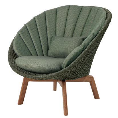 Peacock Loungesessel, Medium flat soft Rope - Dark green, Link - Dark green
