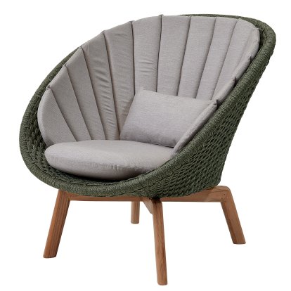 Peacock Loungesessel, Medium flat soft Rope - Dark green, Natté - Taupe