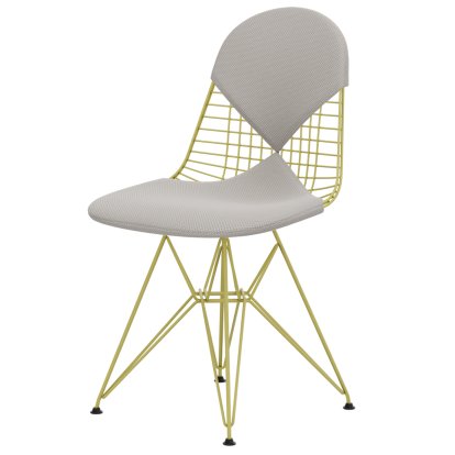 Wire Chair DKR , Pulverbeschichtet citron, Sitz- und Rückenkissen (Bikini), Apollo creme / weiß