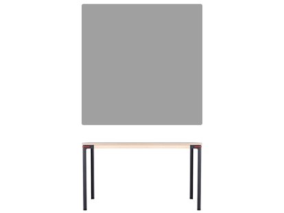 Seiltänzer Tisch, 75 x 120 x 120 cm, Linoleum grau, rot